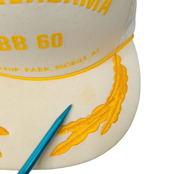 USS Alabama BB 60 Mesh Snapback Cap White Gold Leaves Foam Hat Scrambled Eggs - Picture 15 of 15